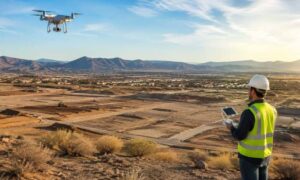 Drone surveying a land development site in north las vegas nevada