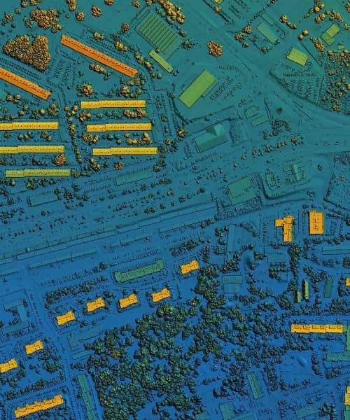 Digital land map showing elevation and property layout for planning