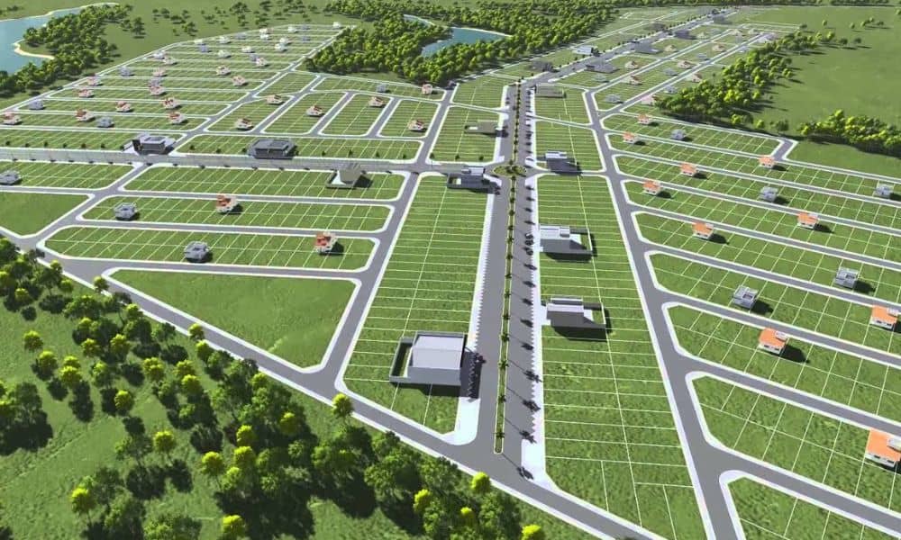 Aerial illustration of planned subdivision lots showing clear layouts that highlight the need for an accurate boundary survey before building