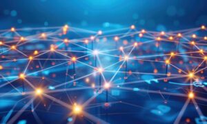 Connected spatial data visualization - ALTA SURVEY Nevada Abstract visualization showing connected spatial data used in LiDAR mapping for modern land planning and infrastructure analysis