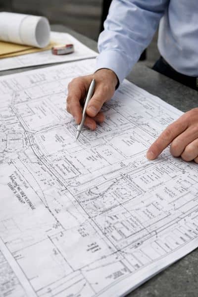 Commercial site plan review - ALTA SURVEY Nevada Engineer reviewing commercial site plans as part of an ALTA land title survey before development