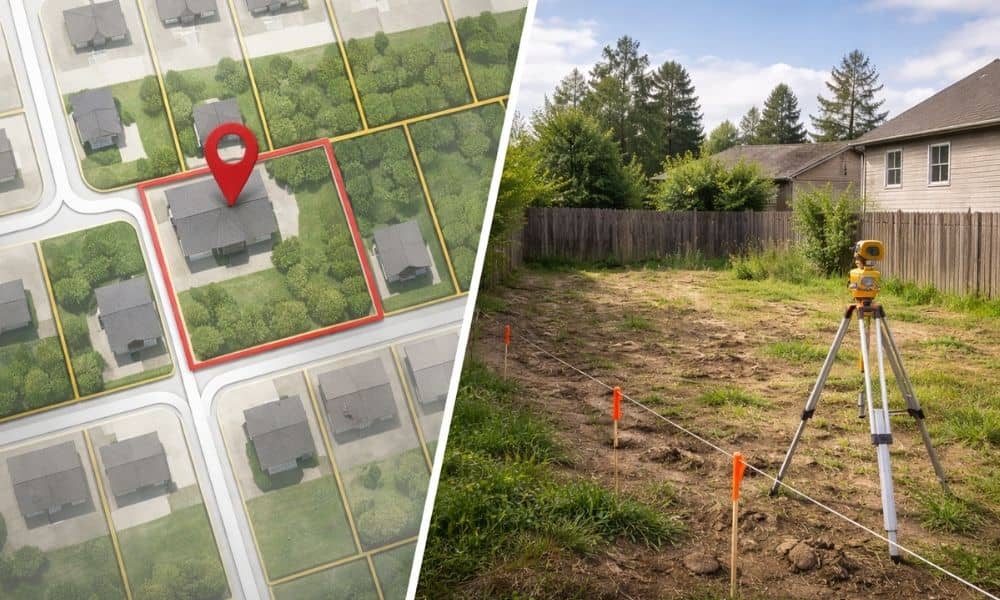 Parcel map vs real property boundary comparison - ALTA SURVEY Nevada Comparison of a parcel map and real property showing differences in boundaries and layout from a property survey